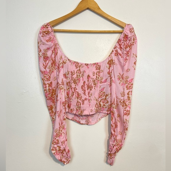 NWT FREE PEOPLE Hilary Printed Top in “Pink Combo” Bohemian Floral Feminine - Picture 11 of 11